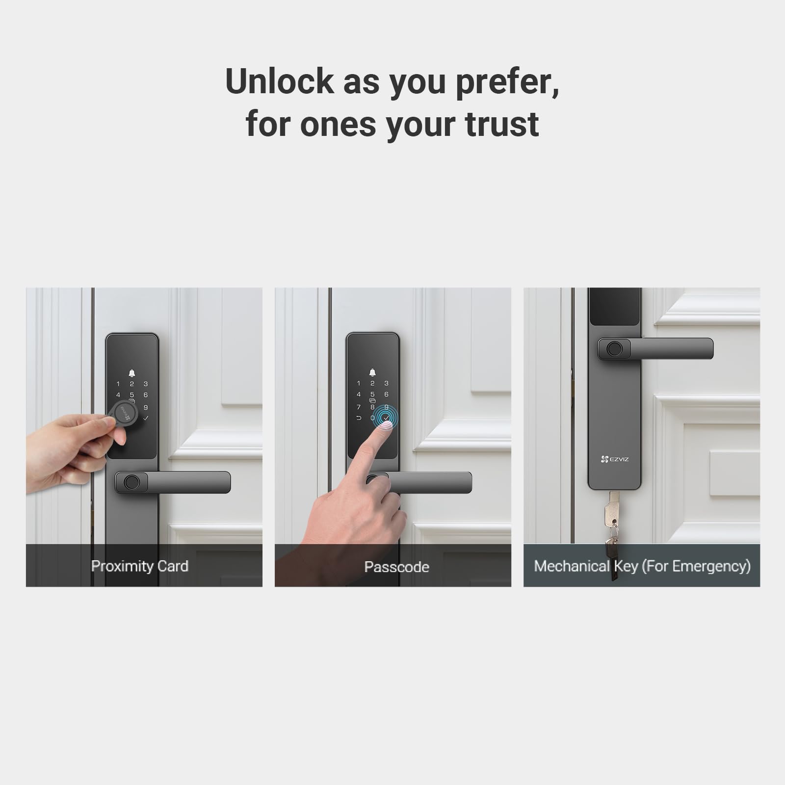 EZVIZ Serrure intelligente DL05, serrure de porte à entrée sans clé 7-en-1, avec accès par empreinte digitale – Entrée sans clé sécurisée, options de déverrouillage multiples, alertes instantanées