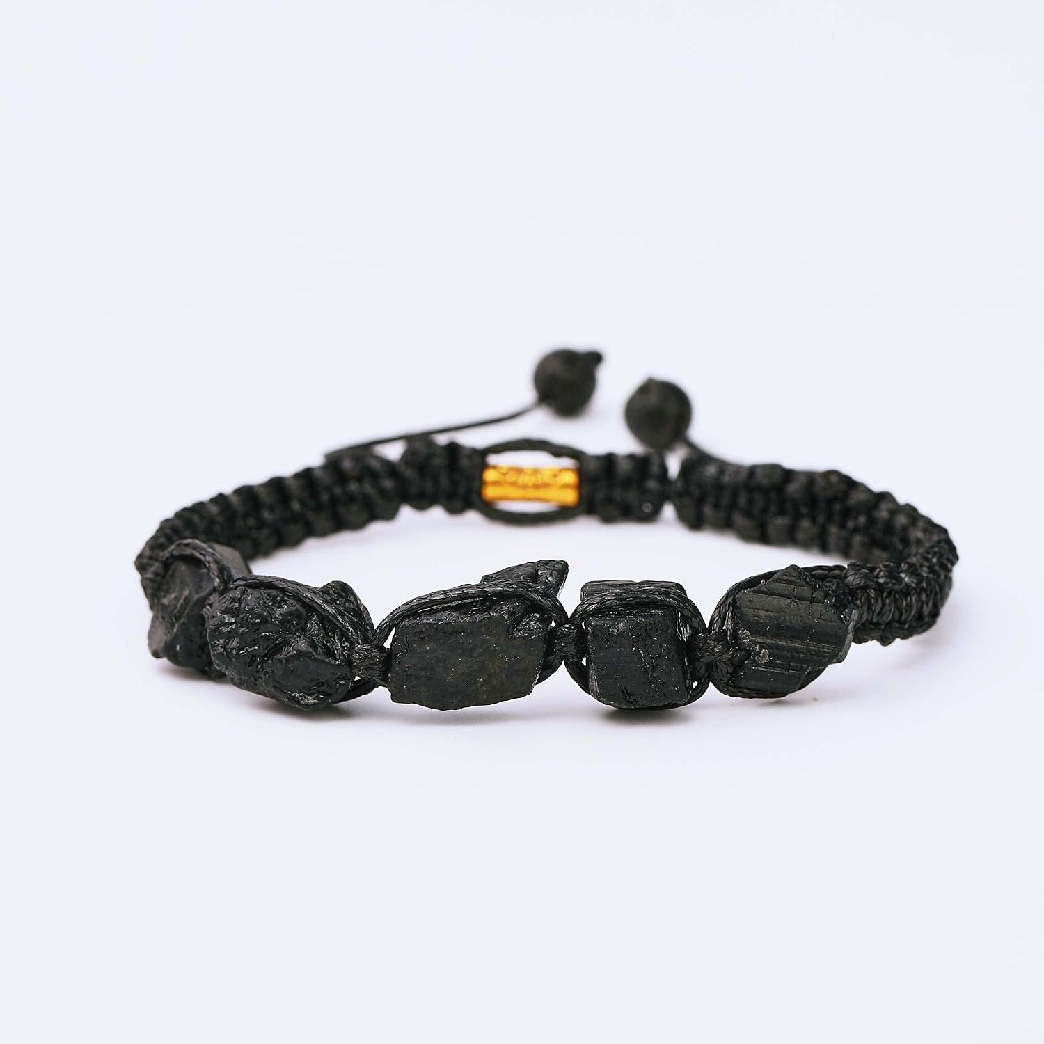 Handmade Natural Stone Black Tourmaline 5 pc Adjustable Black String Bracelet Men's and Women's Gifts