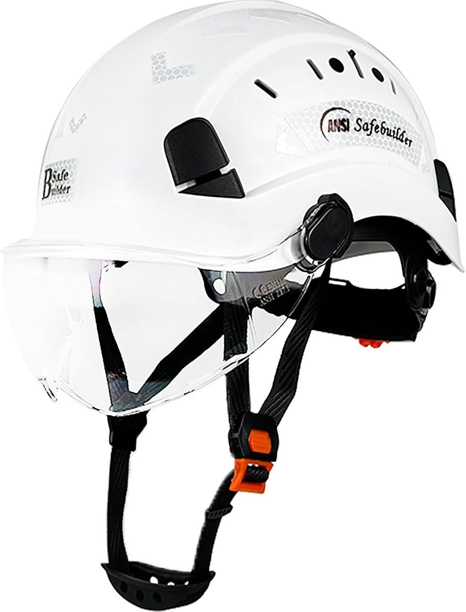 Construction Safety Helmet with Visor ABS Hard Hat Adjustable Ventilation Hardhats Industrial Work Head Protection for Men Certified ANSI/ISEA Z89.1