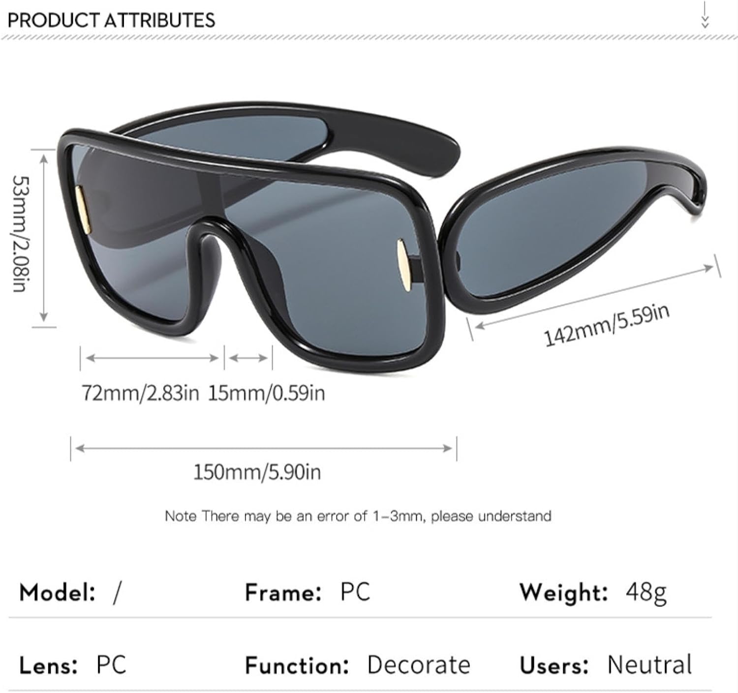 Oversized Sunglasses Luxury Fashion Steampunk for Male Once-piece Big Frame Shades