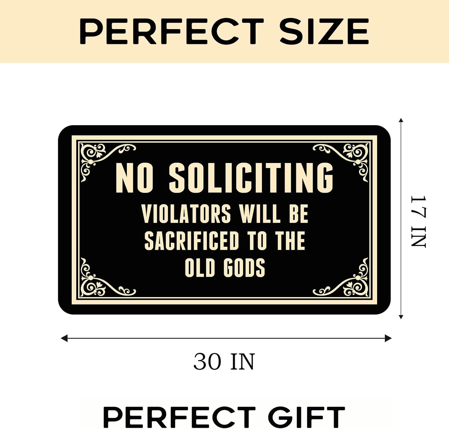 No Soliciting Violators Will Be Sacrificed to The Old Gods Front Door Mat 30x17 Inch Funny Front Doormat Personalized Mat Indoor Outdoor Welcome Mats for Entryway Home Porch Decor