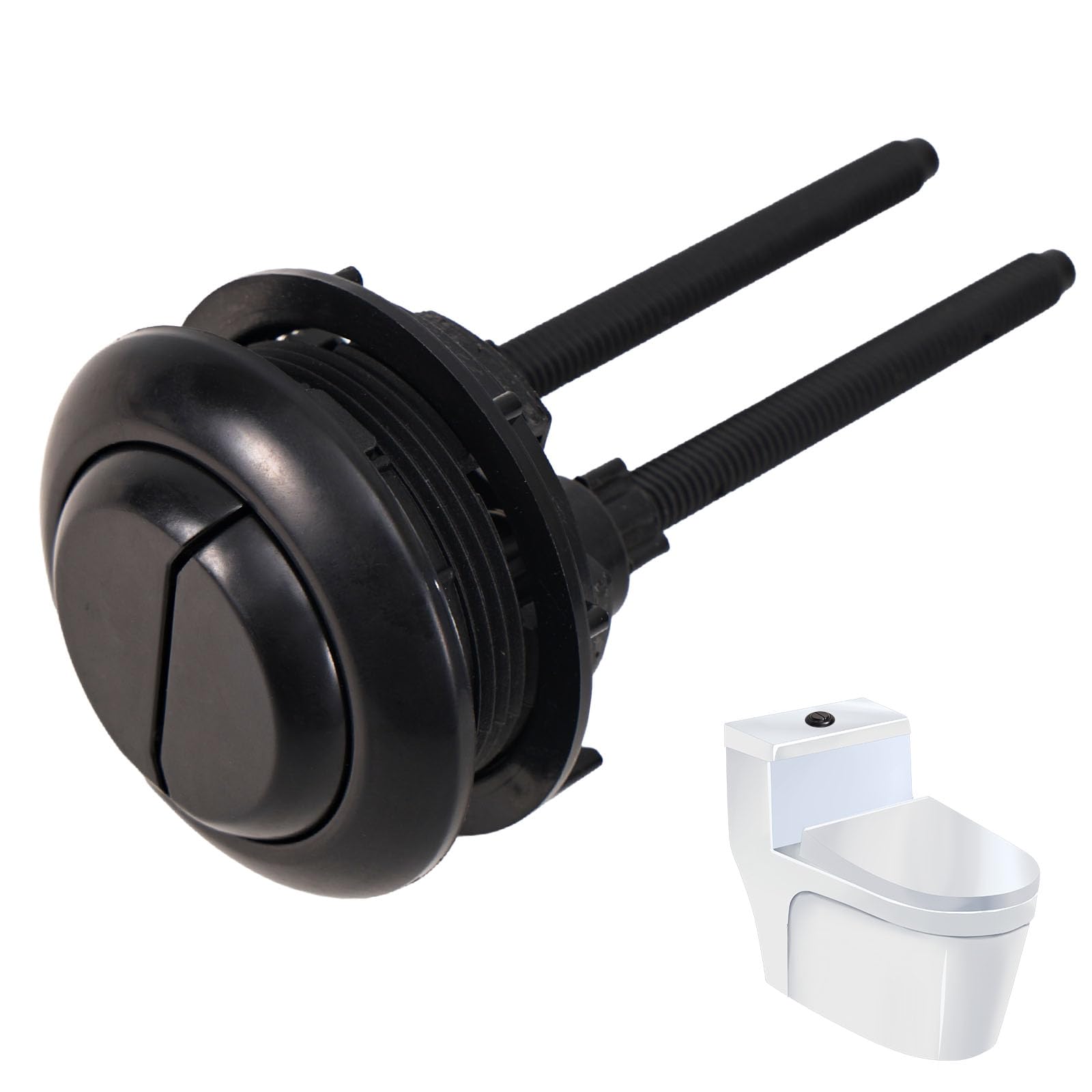 Botón Descarga Inodoro Repuesto 48mm, Pulsador Doble Descarga Ajustable para Abertura Tanque Universal Pieza de Reparación para Baño del Hogar (Negro) — view 7