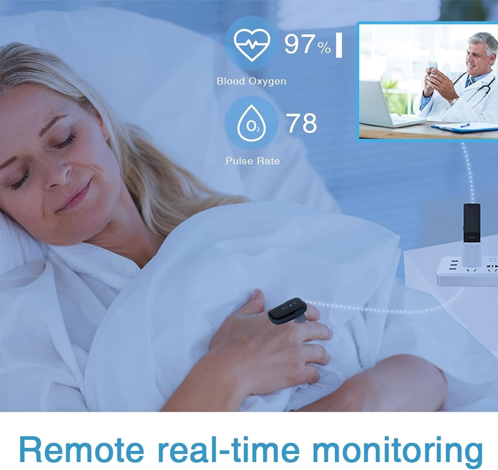 Monitor De Sueño Portátil, Oxímetro De Pulso En La Yema Del Dedo, Monitor De Frecuencia Cardíaca De Saturación Con Aplicación Bluetooth Gratuita, Oxímetro De Sangre De Anillo Ajustable Uso Bienestar
