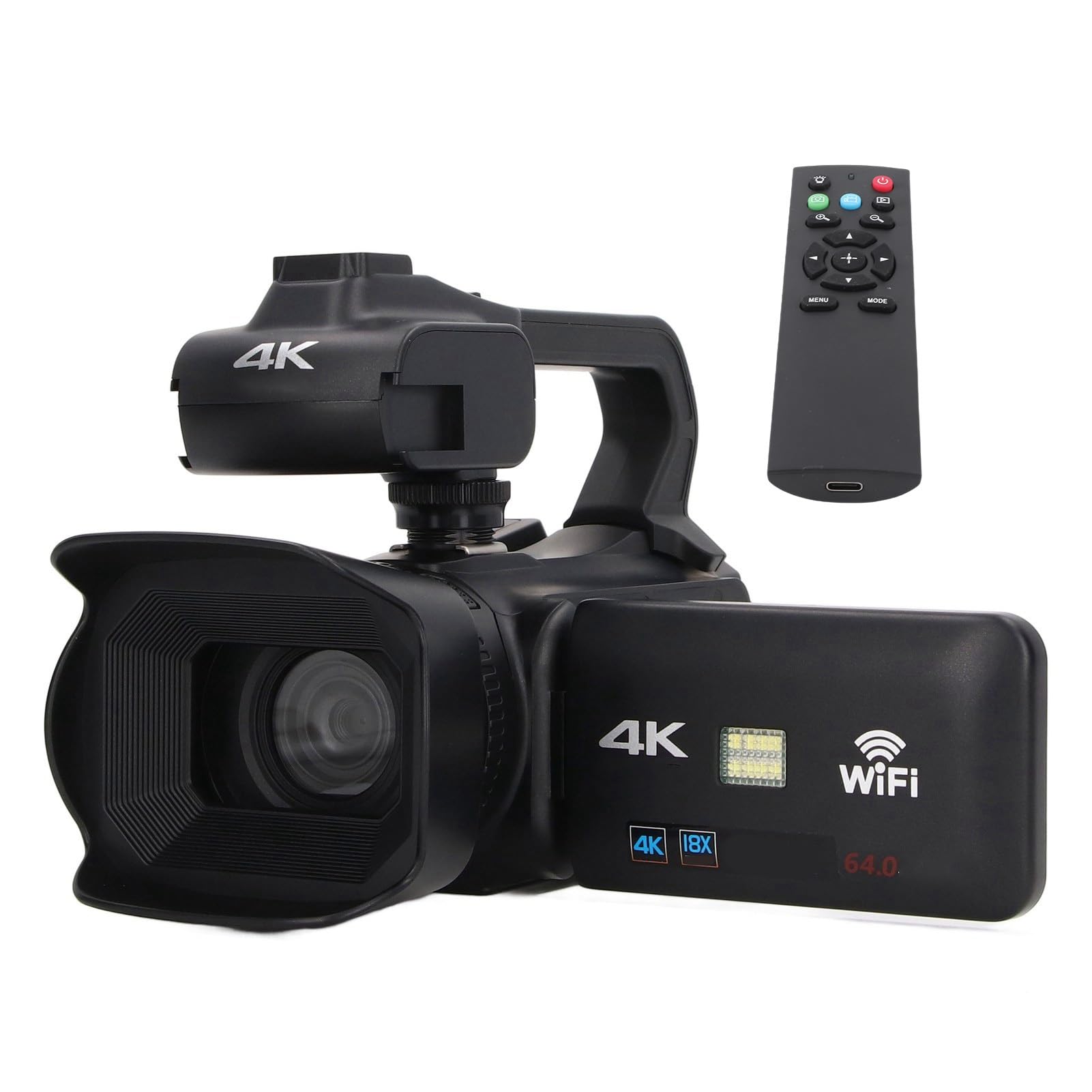 VBESTLIFE Videocamera 4K Ultra HD Videocamera, Zoom Digitale 18X 3.0in IPS Touch Screen WiFi 2.4G Videoregistratore Vlogging, con Microfono, Stabilizzatore Portatile e Telecomando