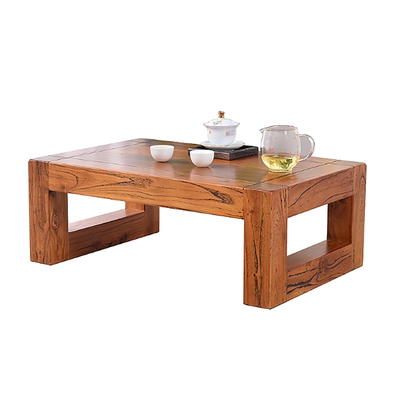 Table basse en bois massif japonais 60x40x25 cm pour salon et tatami