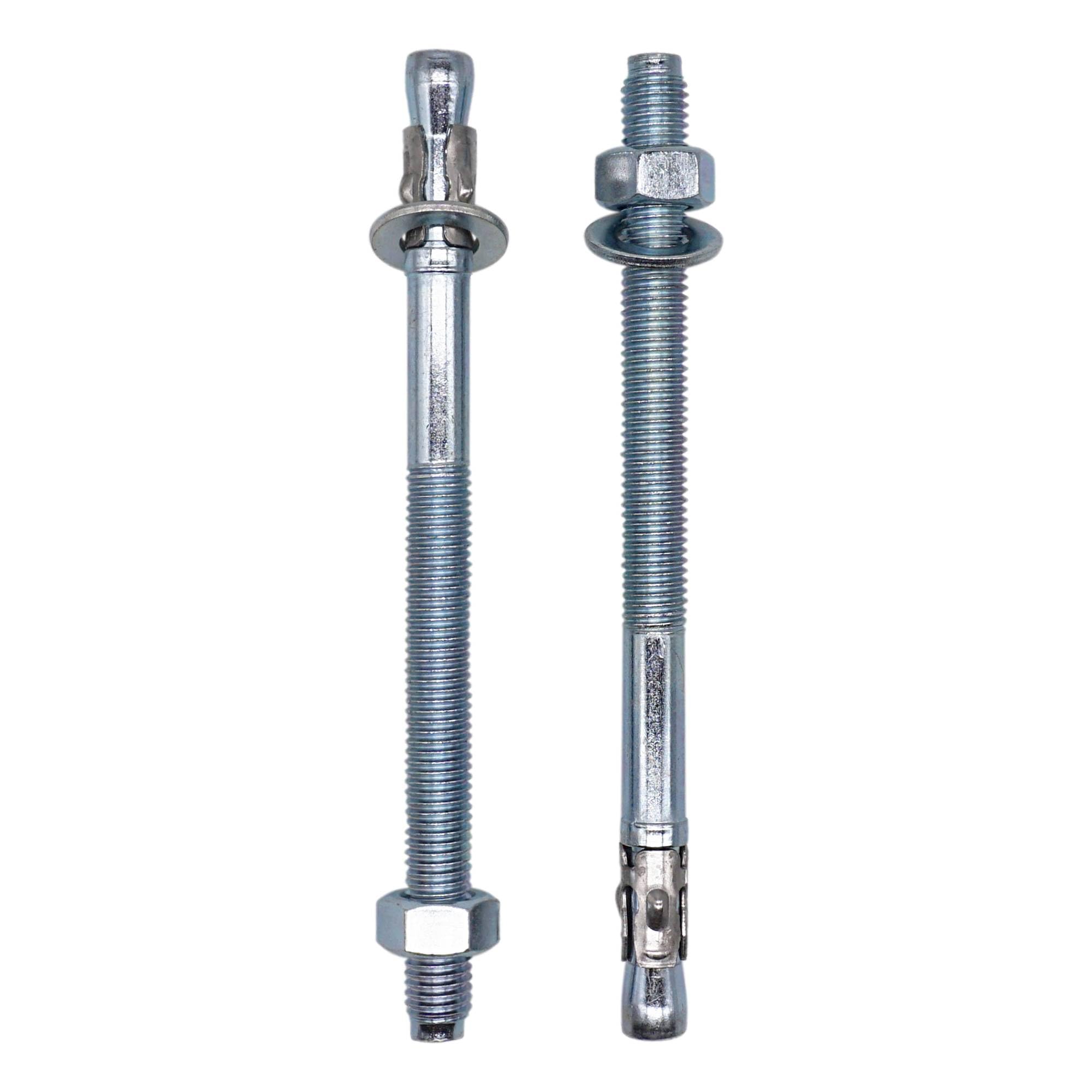 Skir'co (4 Pcs) Zinc Plated Wedge Anchors M12 X 200 Mm, Metal Dowels, Anchor Bolt, Masonry And Concrete Expansion Bolts