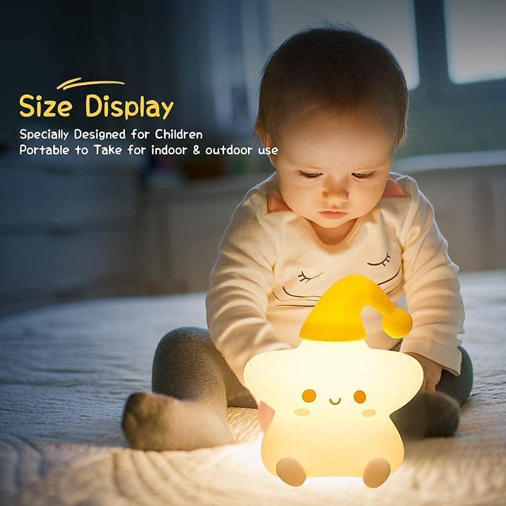 One94Store Silicone Star Night Light | USB Rechargeable LED Lamp with 7-Color Breathing Modes | Soft Silicone Nursery Light for Kids Bedroom Decor | Perfect Baby & Toddler Gift, White - Image 5 thumbnail