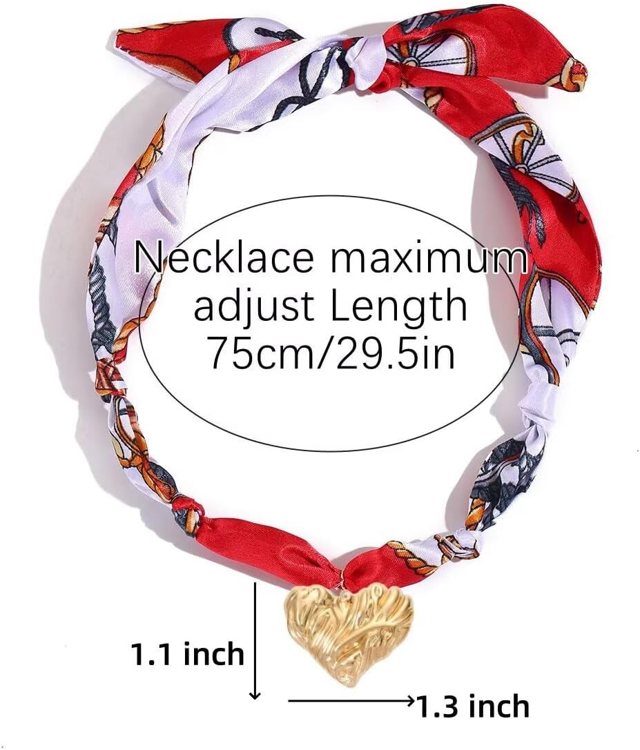 Todu Scarf Necklace with Charm for Women Bow Flower Daisy Star Heart Bandana Choker Necklace Boho Beach Jewelry - Image 4