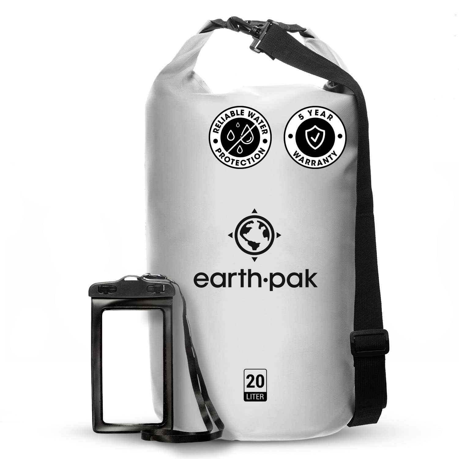 Sac étanche de randonnée et kayak Earth Pak avec pochette téléphone