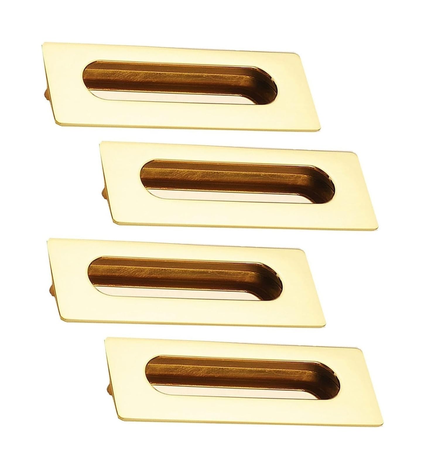 Vakorise Gold Recessed Sliding Door Handles, Zinc Alloy Recessed Pulls Sliding Door Handle Multiple Sizes 4 Pieces