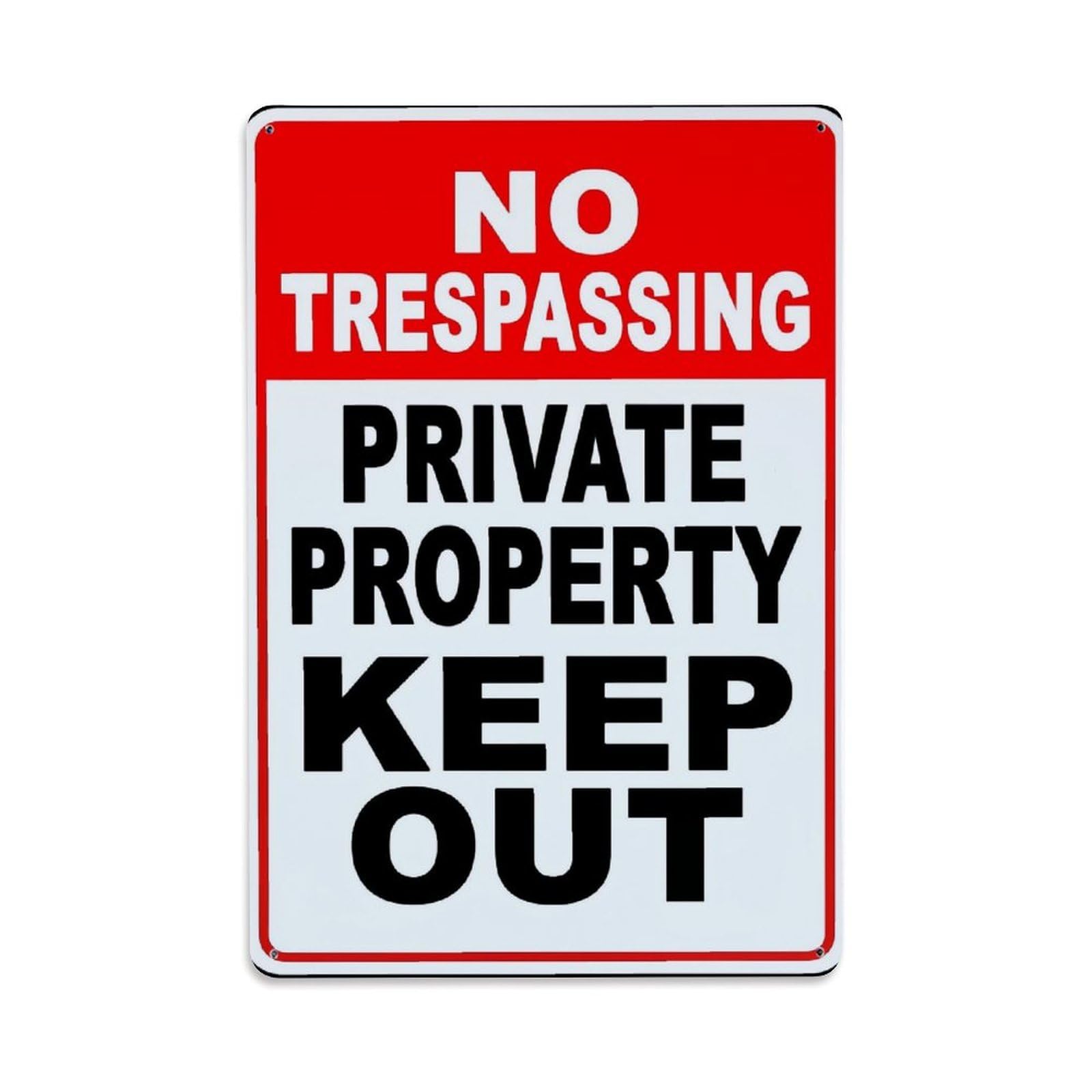 Jdfenggu Vintage No Trespassing Private Property Keep Out Retro Metal Tin Sign, Decor Art Poster For Bar, Home, Man Cave, Kitchen, Laundry Room Gift 8X12inch