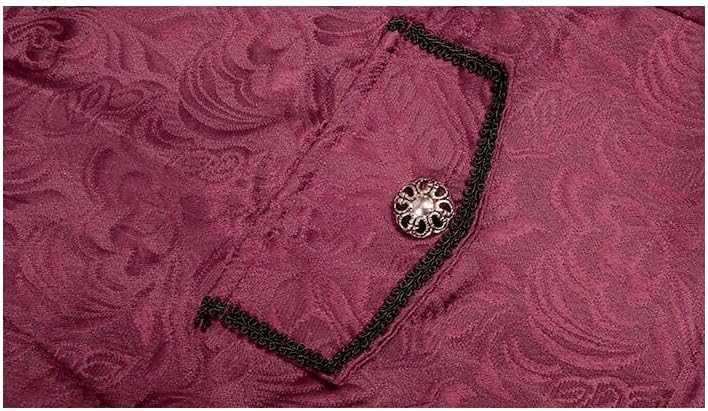 Boy's Steampunk Gothic Victorian Coat Uniform Halloween Costume Jacket (Burgundy,135) - Image 3