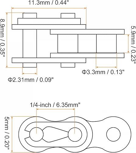 Miniatura 8 de uxcell 16 rodillos de eslabones de conector maestro de cadena #50, acero al carbono de paso de 58 pulgadas, eslabones divididos de conexión estándar