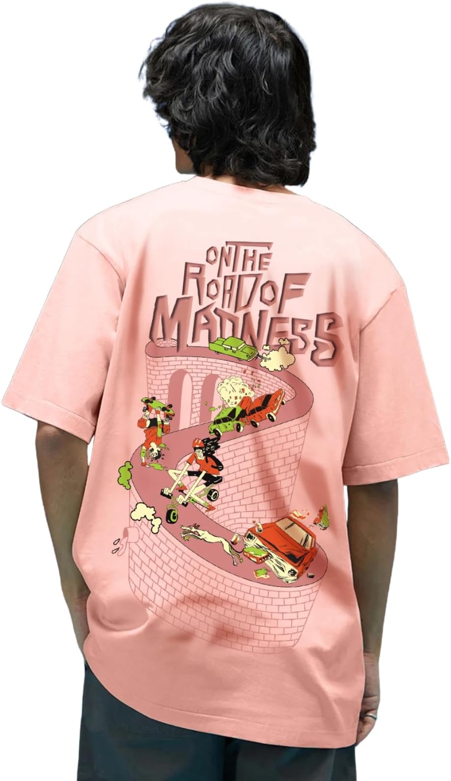 Men's Graphic Printed 100% Cotton T-Shirt - Oversized Fit, Round Neck, Half Sleeves