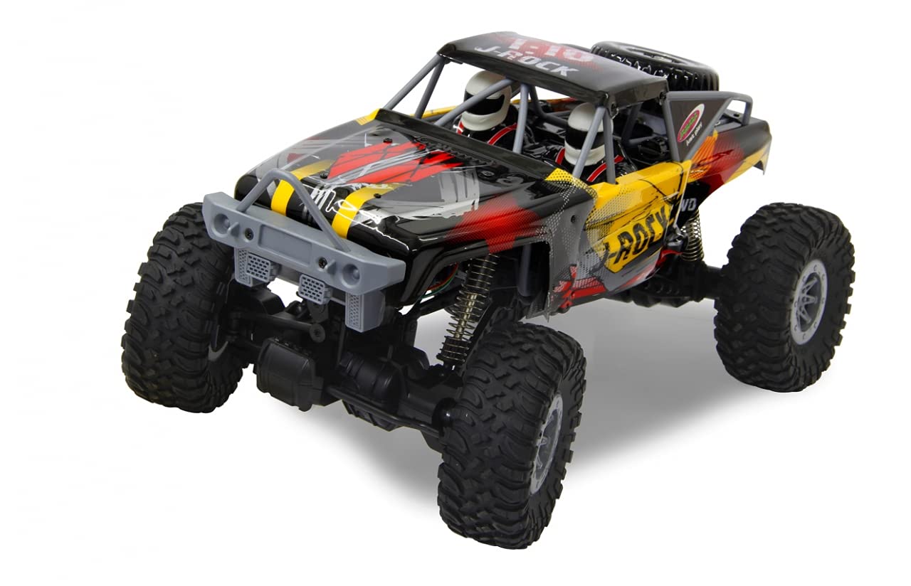 Jamara 410113 - J-Rock Crawler 4WD 1:10 Li-Ion 2,4GHz – Multigiocatore, 2 Motori, Anti-distorsione, Telaio ammortizzato, pneumatici in gomma