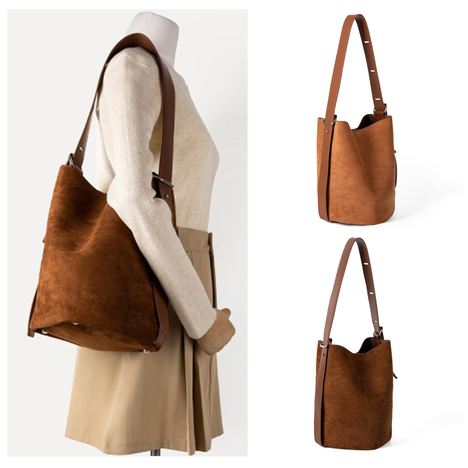 Stilvolle Umhängetasche für Damen, große Kapazität, Slouchy Bag Retro Bucket Handtasche Satchel Unterarmbörse für den täglichen Gebrauch Damenhandtasche
