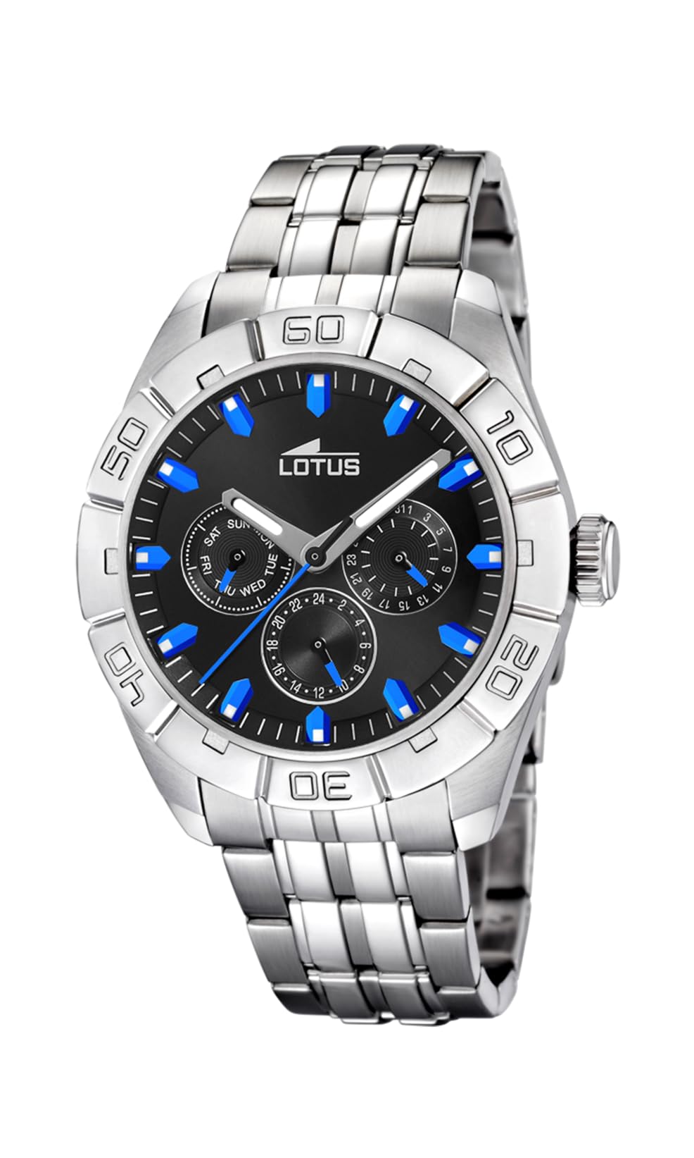 Lotus Orologio Uomo Al Quarzo – Cassa Acciaio 42 Mm – Cinturino Acciaio – Data E Giorno – Vetro Minerale