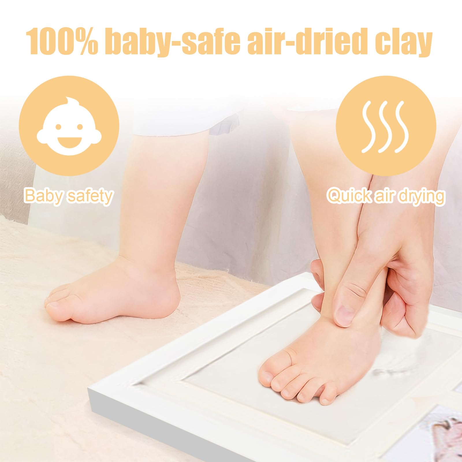 Baby Hand and Footprint Kit, Newborn Girls Boys Handprint Footprint Clay Frame Kit - Image 2