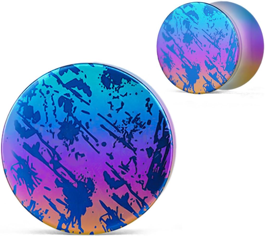 COOEAR Titanium Earrings Piercing Plugs, 1 Pair Ear Gauges Stretchered Expander, Cool Color Double Flared Body Jewelry.