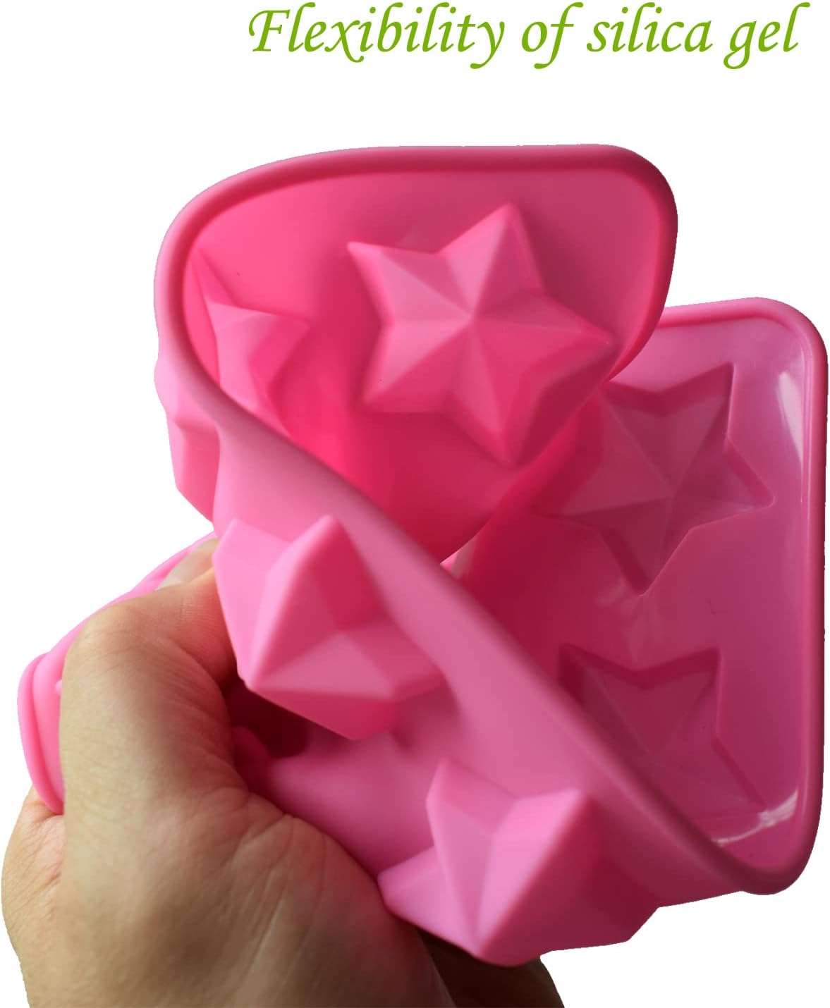 Star Chocolate Mold,Reusable Five Pointed Star Silicone Mold for Making Chocolates,Ice Cubes,Jellies and Candies(Pink)