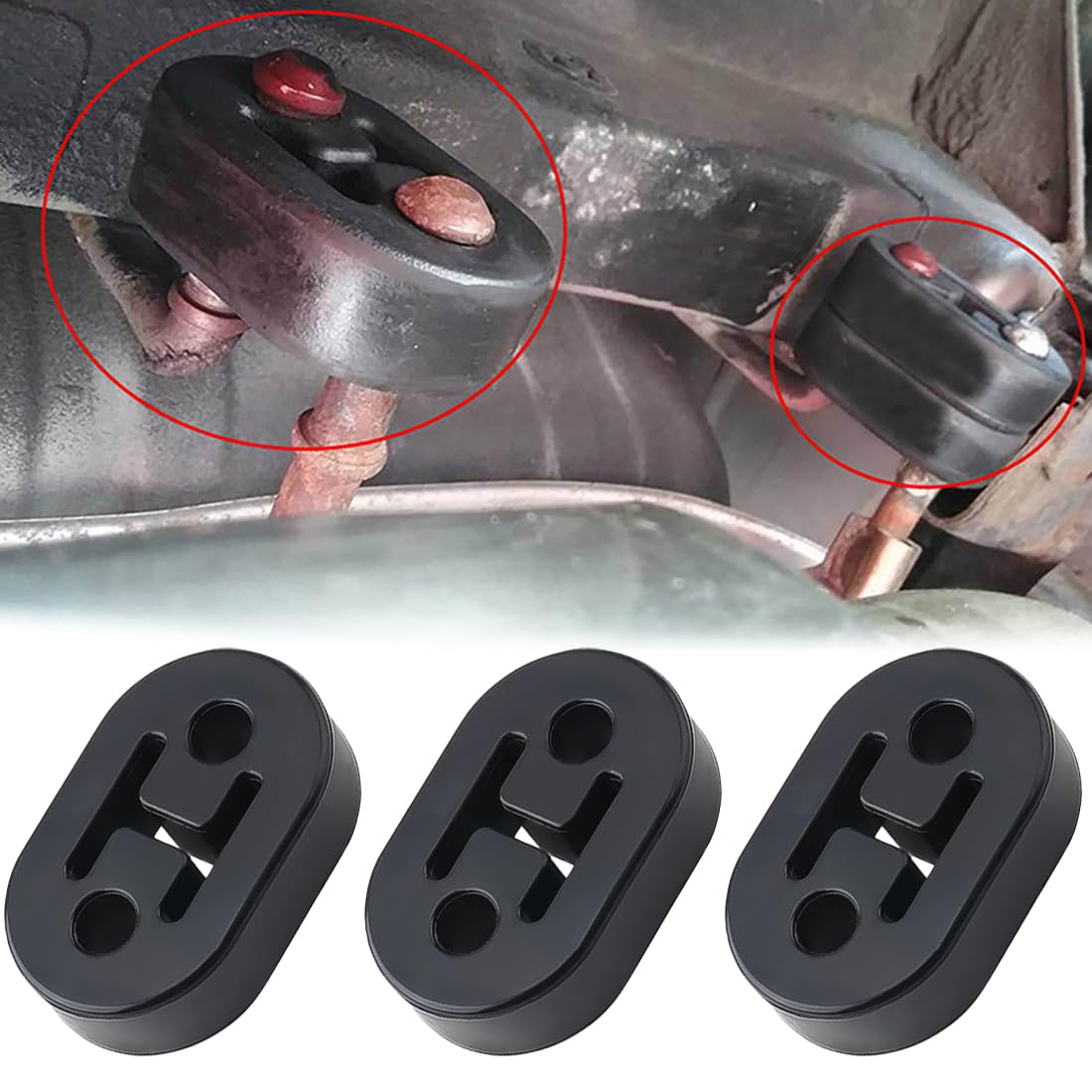 Gancio Di Scarico Auto 2 Pezzi - Supporto Universale A 4 Fori, Per Marmitte, Nero - Foto 7