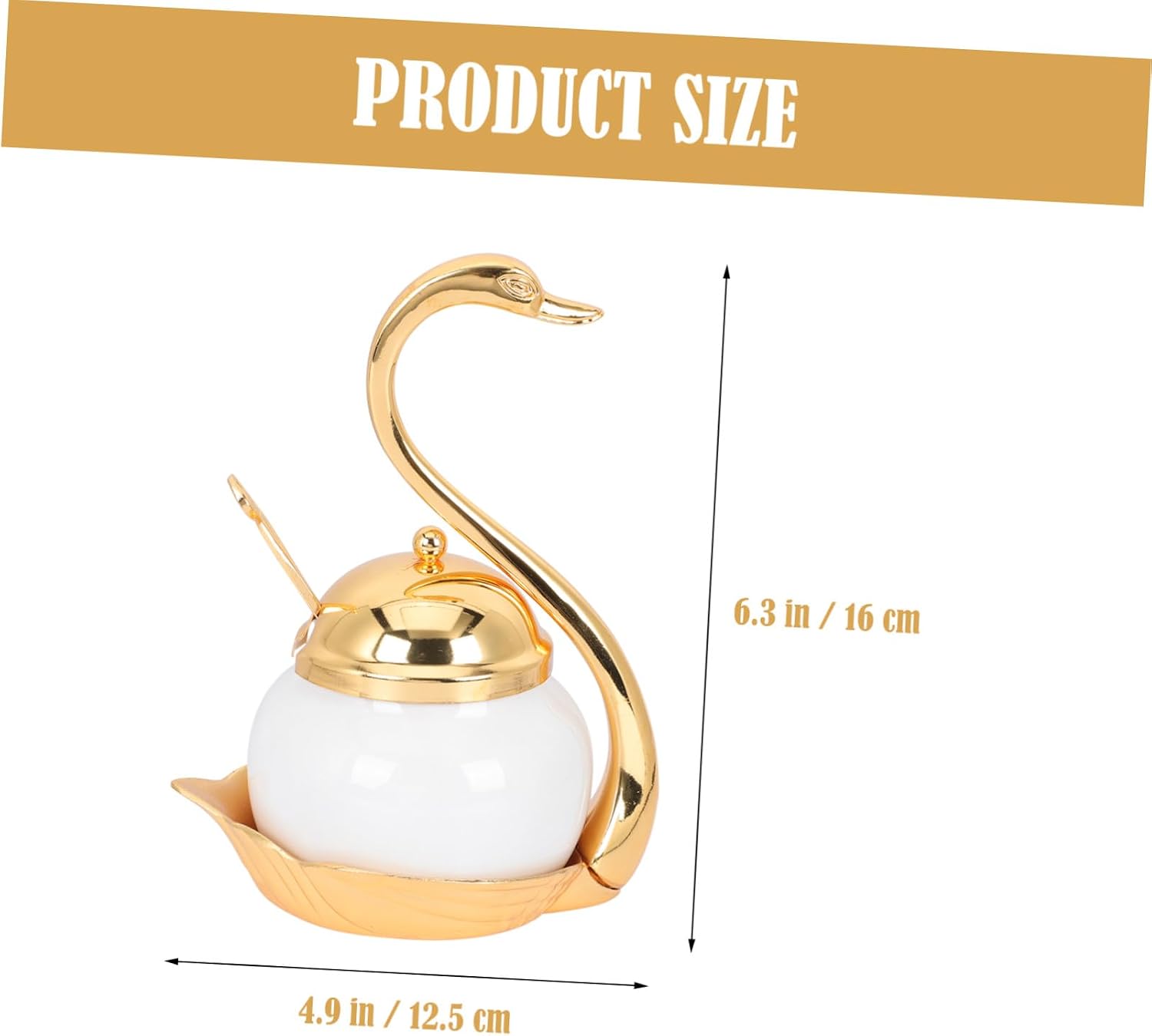 MAGICLULU 1set European Style Aluminum Alloy Swan Sugar Bowl Spoon Elegant Sugar Storage Container for Home Seasoning and Condiment Use for Salt Curry