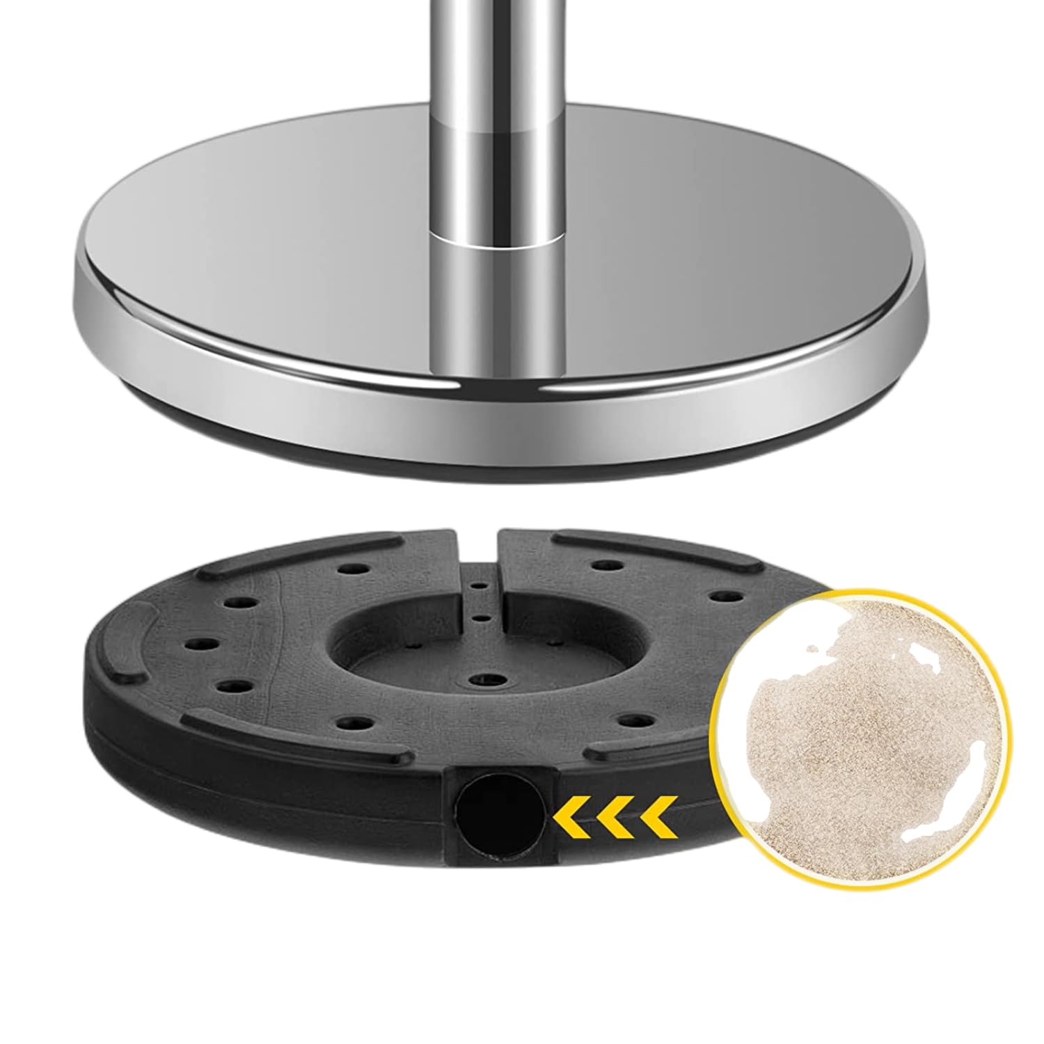 4PZ 96 cm Barriera di Controllo della Folla con 1,5 m Corde di Velluto Rosso Controllo della Folla in Acciaio Inox Tondo Post Palo, Base cava a iniezione di sabbia (Argento)