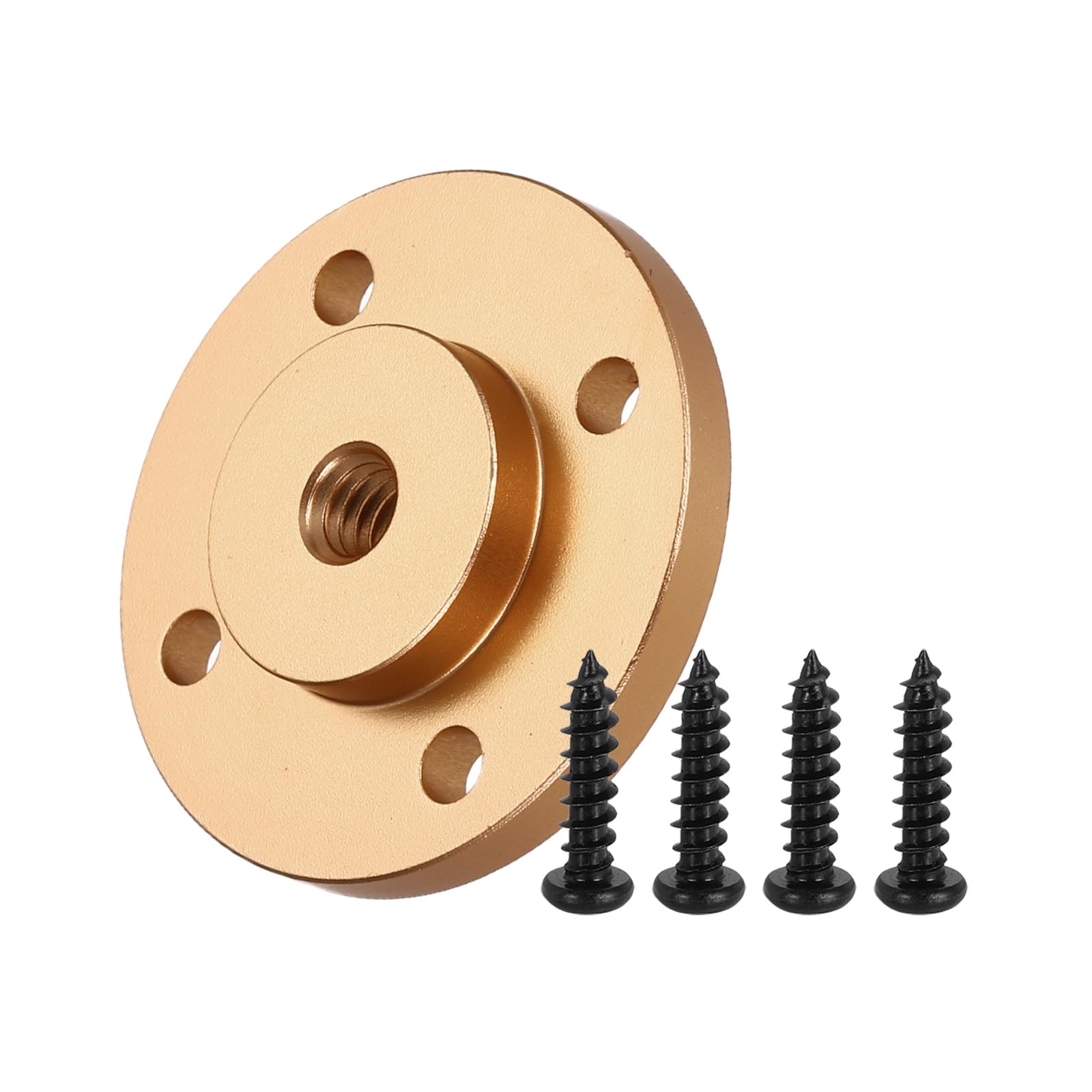 PATIKIL 1/4"-20 UNC Female Thread Microphone Flange Mount Desktop Gooseneck Table Mounts Base with Round Head Screw, Gold