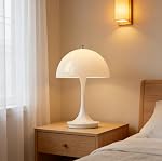 Cordless Mini Mushroom Table Lamp, Rechargeable Touch Portable Bedside Nightstand Light 3 Mode Dimmable Desk Lamp for Bedroom, Kitchen, Bathroom, Office(White