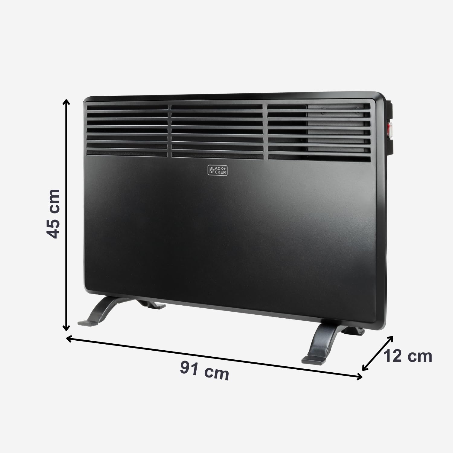 BLACK+DECKER BXCSH1800E konwektor, 1800 W, 240 V, konwektor stojący, opcjonalnie również montaż ścienny, przełącznik wł./wył., eleganckie wzornictwo, czarny