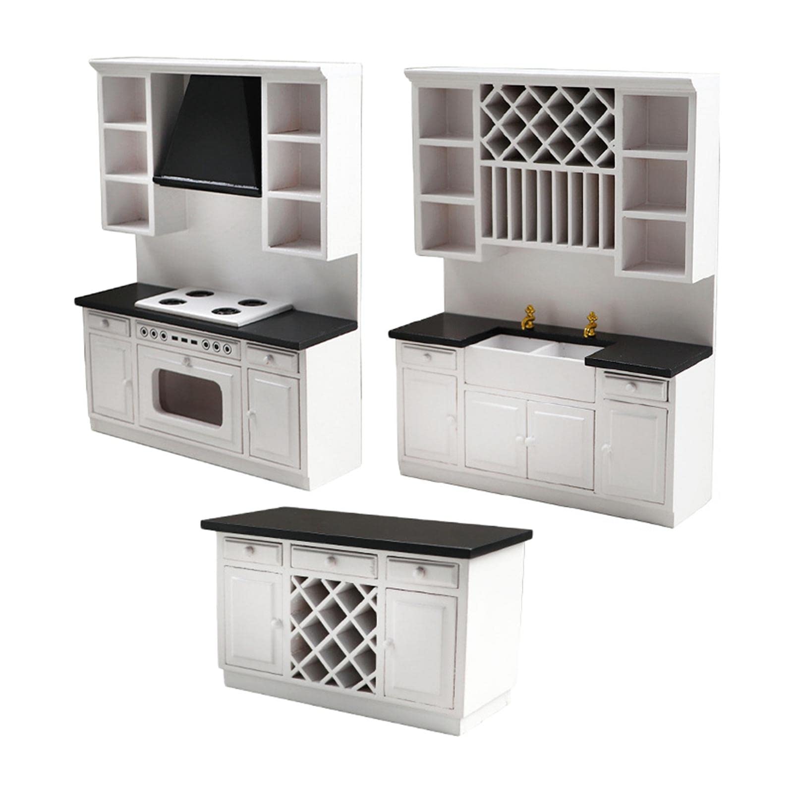 Miniaturas de gabinete de cocina 1:12 Accesorios hechos a mano Tipo 3