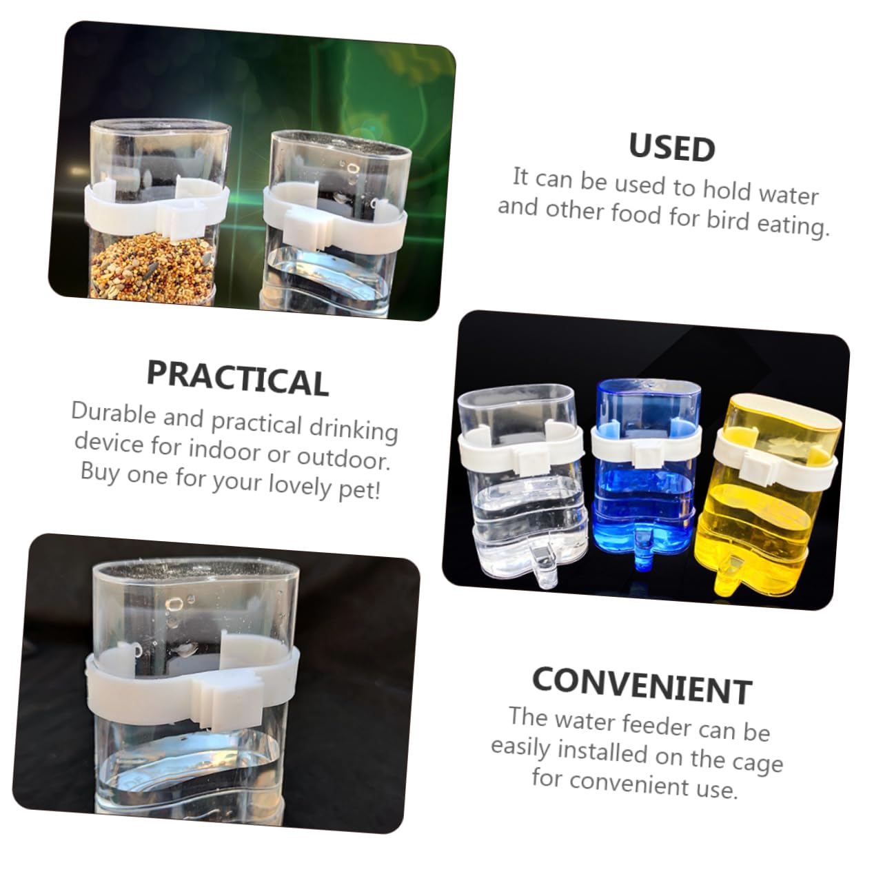 Angoily Distributore Automatico di Acqua e Cibo per Pappagalli Uccelli Gabbia 12 Pezzi Pratico in Plastica per Uso Interno ed Esterno