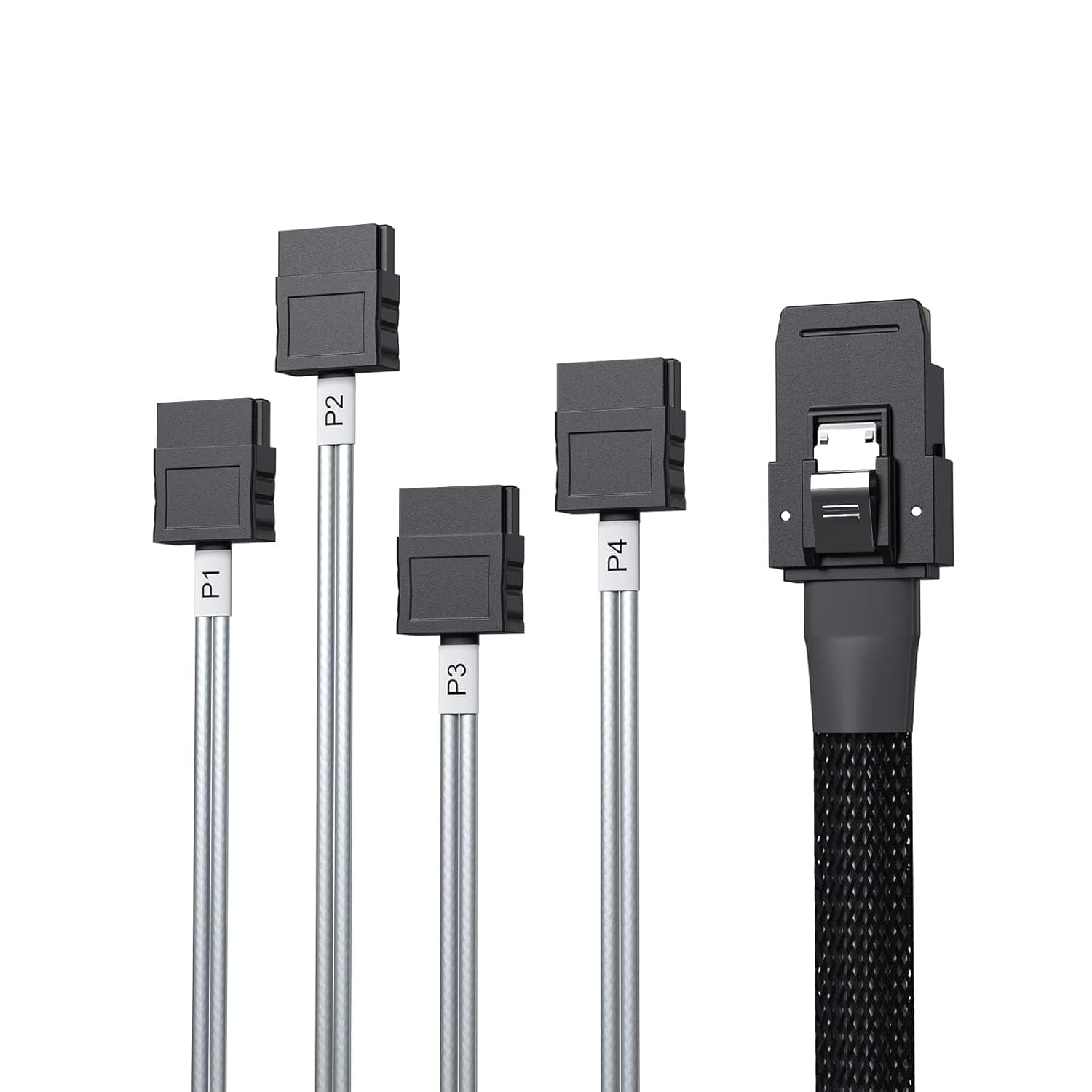 10Gtek® SFF-8087 to 4xSATA Mini SAS Cavo 0.5-Meter(1.65-ft), 6G Internes Mini SAS 36pin SFF-8087(Host) Male to 4x SATA(Target) 7pin Female Fan-out Cable