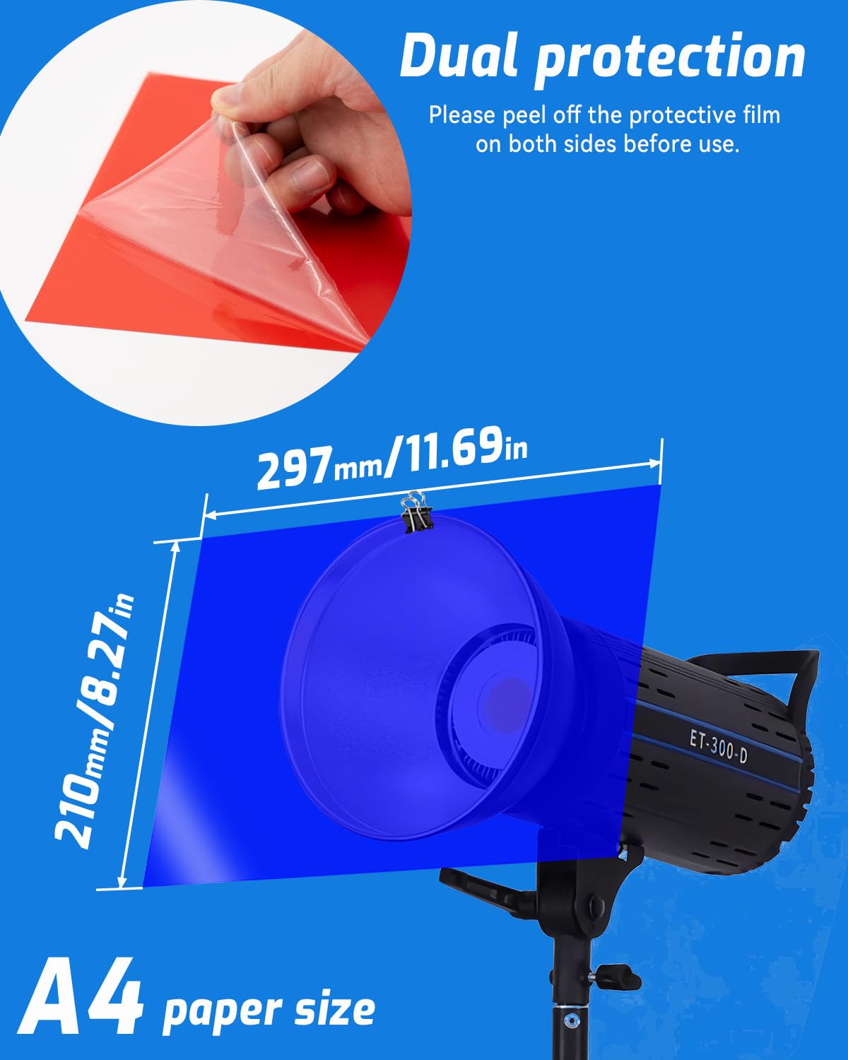 OSALADI Lot De 4 Films De Filtre En Gel Pour éclairage De Lumière Du Soleil Pour Appareil Photo Et éclairage Extérieur