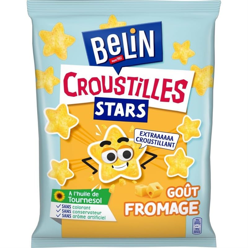 Croustilles Stars Fromage Belin lot de 4 paquets de 90g pour apéritif croustillant