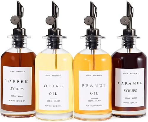 Miniatura 1 de Altfun Dispensador de aceite de oliva para cocina, dispensador de jarabe de café con vertedor pesado, dispensador de botella de vidrio para cocina,