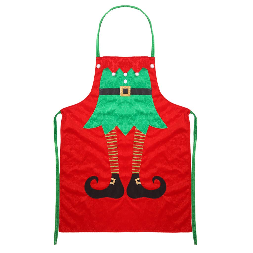 Aprons for Women Men, Flannel Christmas Holiday Kitchen Snowman Santa Claus Elf Costume Apron for Chef Waitress Cooking Baking Home Kitchen Restaurant Crafting