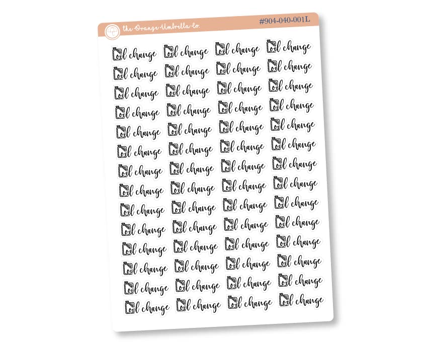 Oil Change Appointment, Planner Stickers, Script "Oil