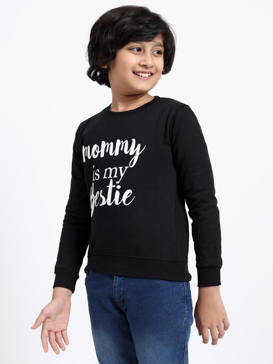FUNKOOL Boys Regular Fit | Premium Cotton Fleece |Full Sleeves|Round Neck|Trendy Winter Wear| Sweatshirts for Boys and Girls -Black 3