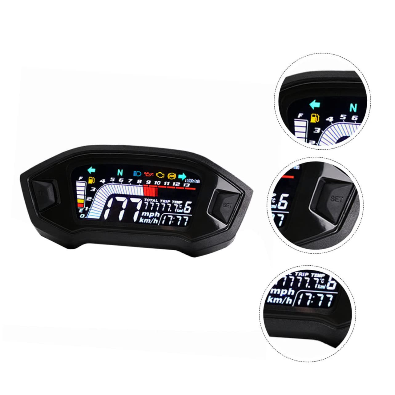 Cabilock Motorcycle LCD Digital Speedometer and Tachometer High Precision Speed Sensor Fit for Motorcycles