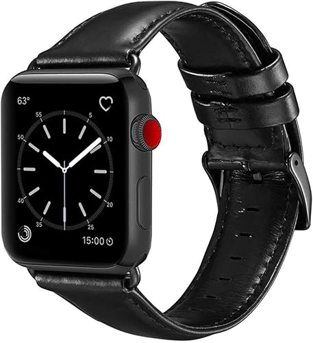 Miniatura 6 de Speidel Correa de piel auténtica de 38/40/41 y 42/44/1.772 in con adaptadores de acero inoxidable y hebilla compatible con Apple Watch. Marrón con