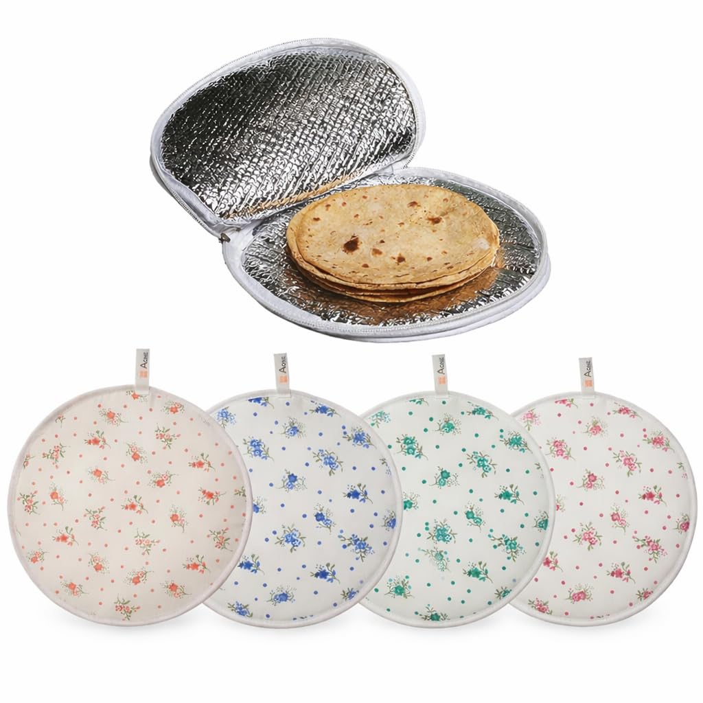 Insulated Roti Cover with Zip | Thermal Chapati Cloth Pouch for Casserole | Aluminum Foil Lining Hot Case | Keeps Rotis Soft & Warm | Round Roti Cloth (Pack of 1)-image-14