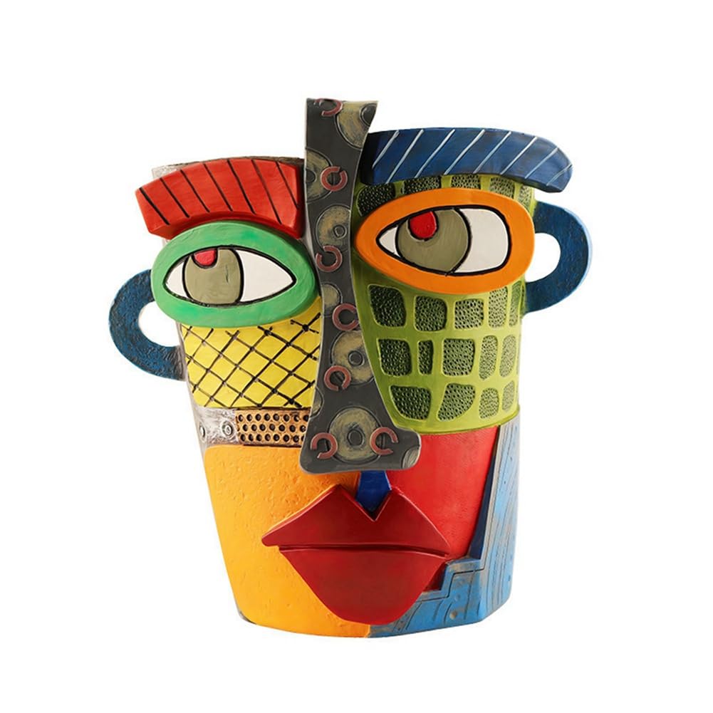 CTRLZS Brutalist Abstract Beauty Face Flower Pot, Face Flower Pot Head Planter, Colorful Face Art Abstract Resin Flower Pot A