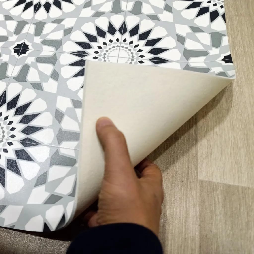 Alfombra Vinílica Calipso | Diseño Geométrico Moderno en Dos Colores | Antideslizante y Fácil de Limpiar| Azul | 50X200 cm