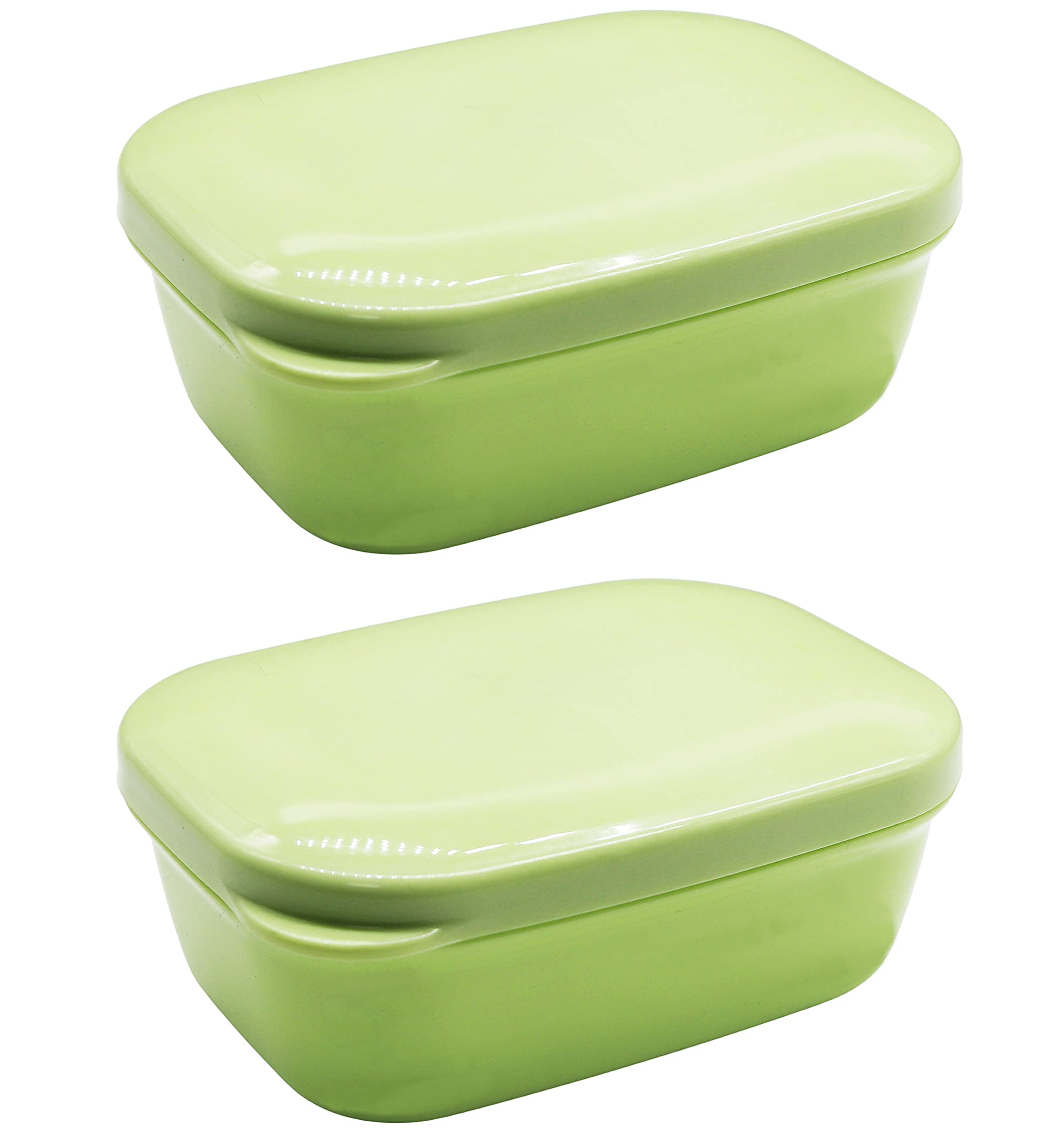 HOME&I Portable Plastic Bar Soap Case Holder Dish Container with Removable Drainer Soap Case Home Outdoor Hiking Camping Travel Bathroom Soap Dish Case (2 Pack/Green)