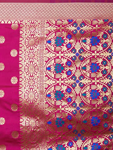 Image of AKHILAM Women's Kanjivaram banarasi silk Woven Design Saree With Unstitched Blouse Piece Saree With Un-Stiched Blouse