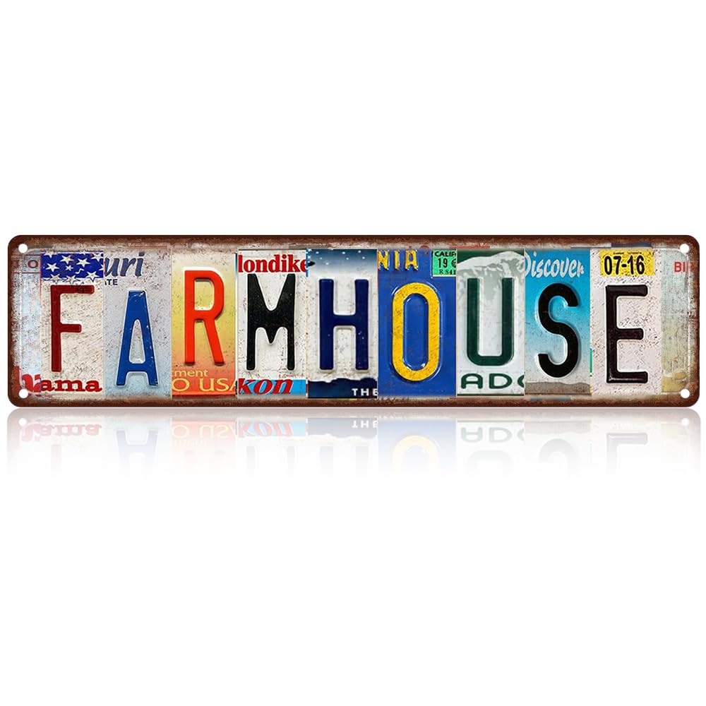 Farmhouse Metal Sign - Vintage Aluminum Tin Wall Decor 16x4 Inch - Rustic Country Home Kitchen Decor