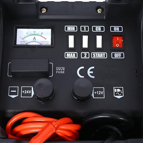 Miniatura 8 de Cargador de batería con ruedas de 12 V24 V y arrancador del motor, arrancador de 300 A con modos de impulso de 35 A, control manual, pantalla de