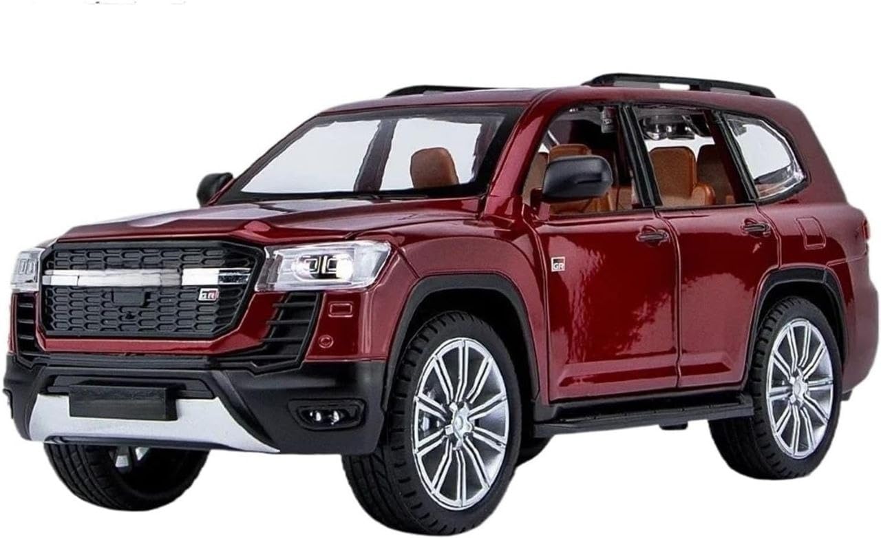 Advisian store 1:24 to-yata Land Cruiser GR Sport SUV Diecast Metal Pullback Toy car with 6 Openable Doors & Light, Music Boys Gifts Toys for Kids (1:24 to-yata GR Sport -Red)
