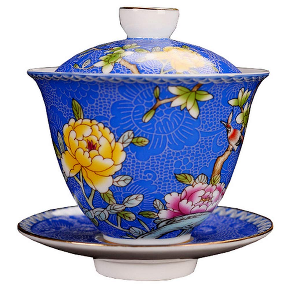 Gaiwan artisanale en céramique peinte à la main pour service à thé Kung Fu chinois